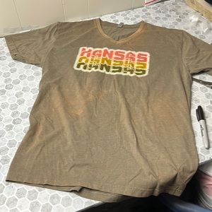 Next Level XL Brown Kansas Short Sleeve V Neck Graphic T Shirt